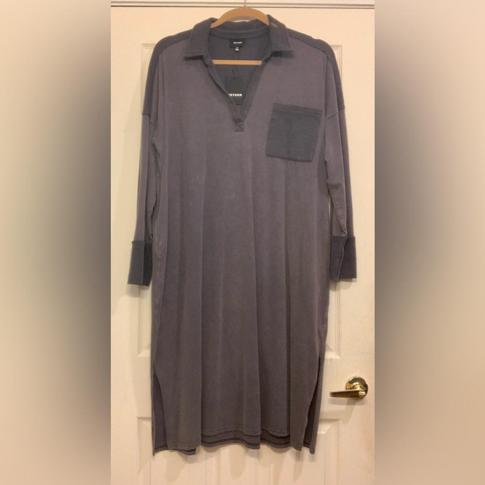 NWT Heyson Women’s Mineral Gray Wash Midi 3X Lounge Dress.               2909
